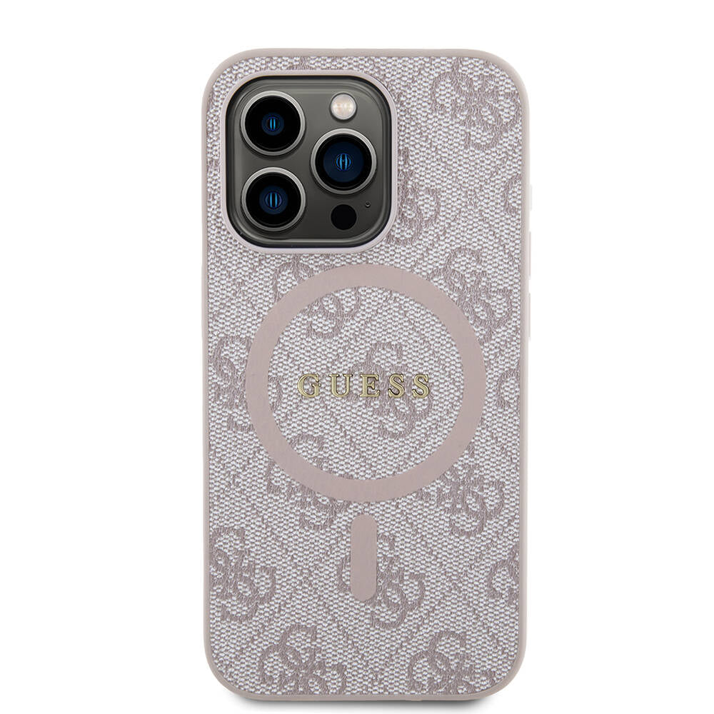 Guess iPhone 14 Pro Orjinal Lisanslı M-safe Şarj Özellikli PU Halkalı 4G Desenli Yazı Logolu Kılıf Guess iPhone 14 Pro Orjinal Lisanslı M-safe Şarj Özellikli PU Halkalı 4G Desenli Yazı Logolu Kılıf